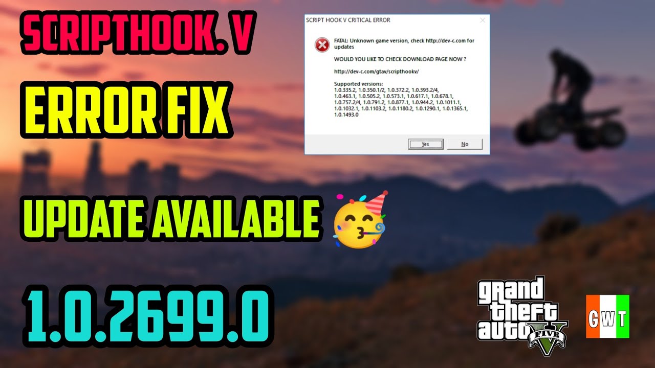 Script hook v critical error. Критическая ошибка ГТА 5, Неизвестная версия игры. Check for script Hook v updates?. Warning the game has crashed ГТА 5.