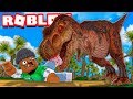 I was STALKED by a HUGE DINOSAUR in Roblox.. (I almost cried)