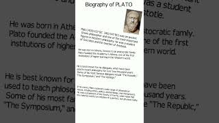 Biography pf PLATO in just ONE MINUTE  #shorts #history #Plato