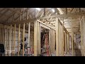 mini barndominium framing the inside walls 2x4s