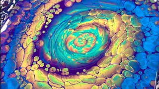 (443) Cloudy Rainbow Fibonacci Spinning Straight Pour - Spiral Vortex - Fluid Acrylic Paint Pouring