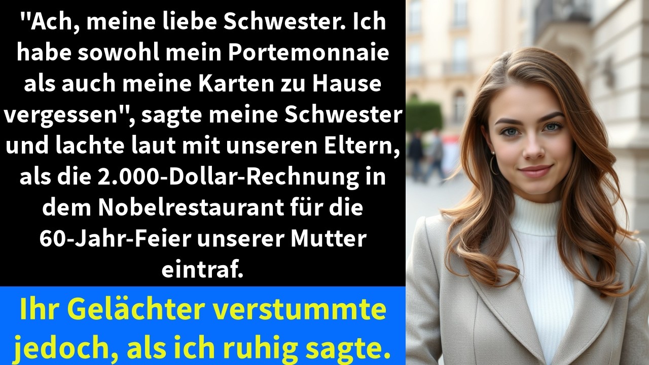 "Ach, meine liebe Schwester. Ich habe sowohl mein Portemonnaie als auch meine Karten zu Hause