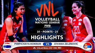 Pimpichaya Kokram vs Jovana Zelenovic | Thailand vs Serbia | Highlights | Women's VNL 2022 (HD)