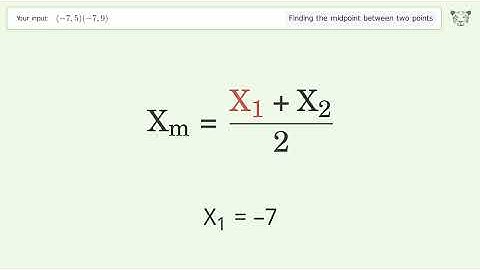 Find the midpoint between two points p1 (-7,5) and p2 (-7,9): Step-by-Step Video Solution
