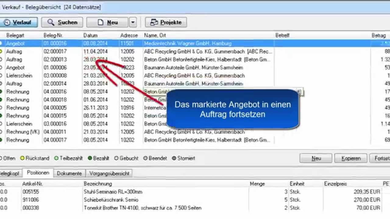 Angebot in Auftrag fortsetzen YouTube