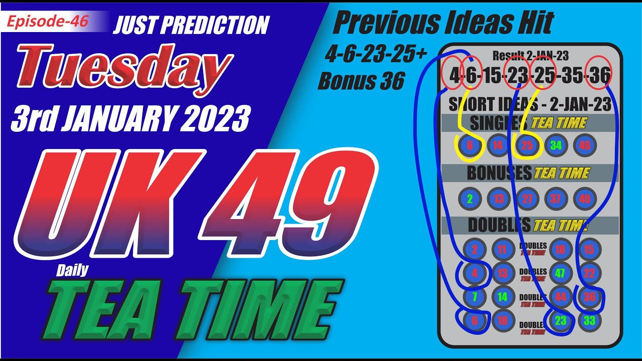 3January2023 UK 49 Teatime Prediction UK 49 Predictions Today UK