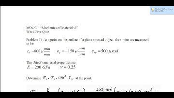 Coursera |Mechanics of Materials I Fundamentals of Stress & Strain and Axial Loading I5 quiz answers