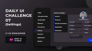 Daily UI Challenge Day 7 | Settings | UI Design Tutorial | Adobe XD Tutorial | UI UX WORLDWIDE