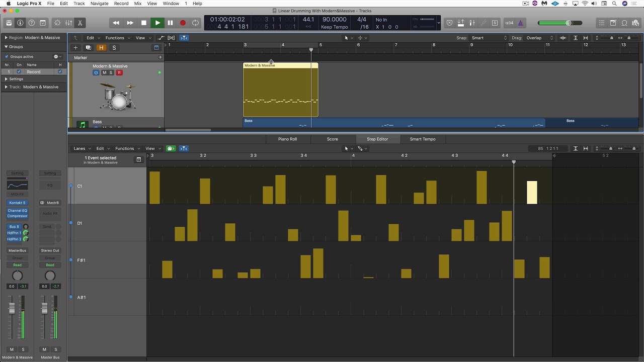 Learn To Program Linear Drum Grooves In Logic Pro X With The Modern \U0026 Massive Kit From Getgooddrums
