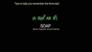 Factoring sum and differences of cubes