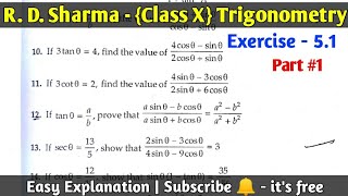 R D Sharma Class 10 maths Trigonometry | exercise 5.1 Solutions | part 1