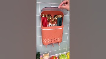 ￼Kệ nhà bếp Hộp đựng đũa có nắp 3 ngăn SIÊU TO Ống cắm đũa có khay hứng nước