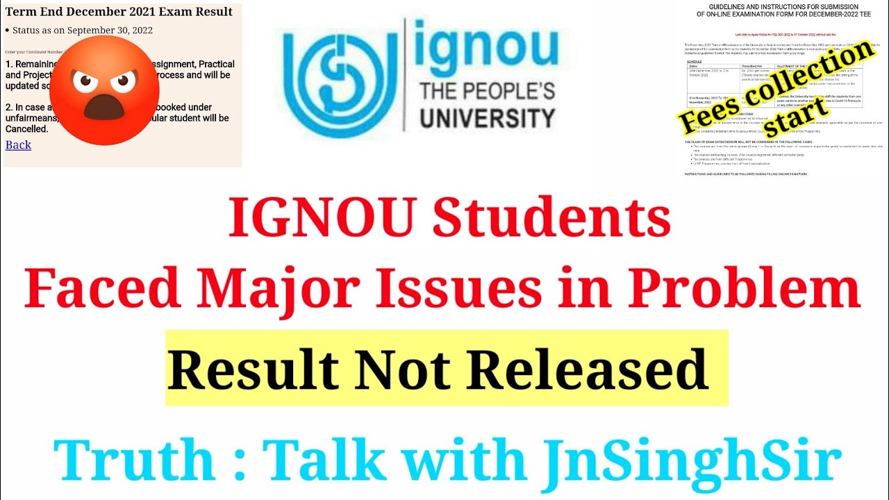 Major Problem In IGNOU Result Not Declared Fees Collection Start Major problem in ignou result not declared fees collection start