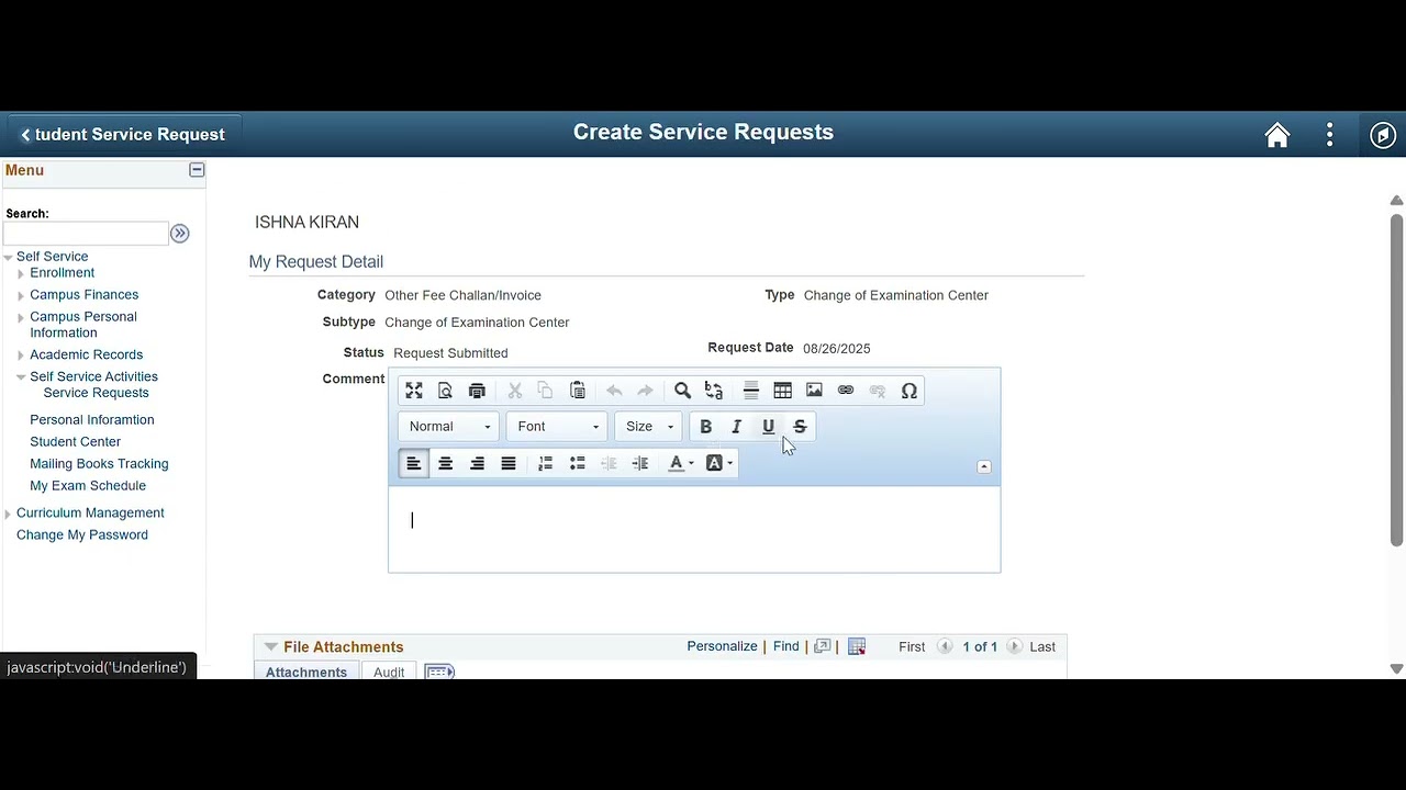 Exam Center Change Challan Form |  