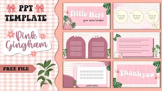 POWERPOINT TEMPLATE AESTHETIC GINGHAM PATTERN🌸 || free file