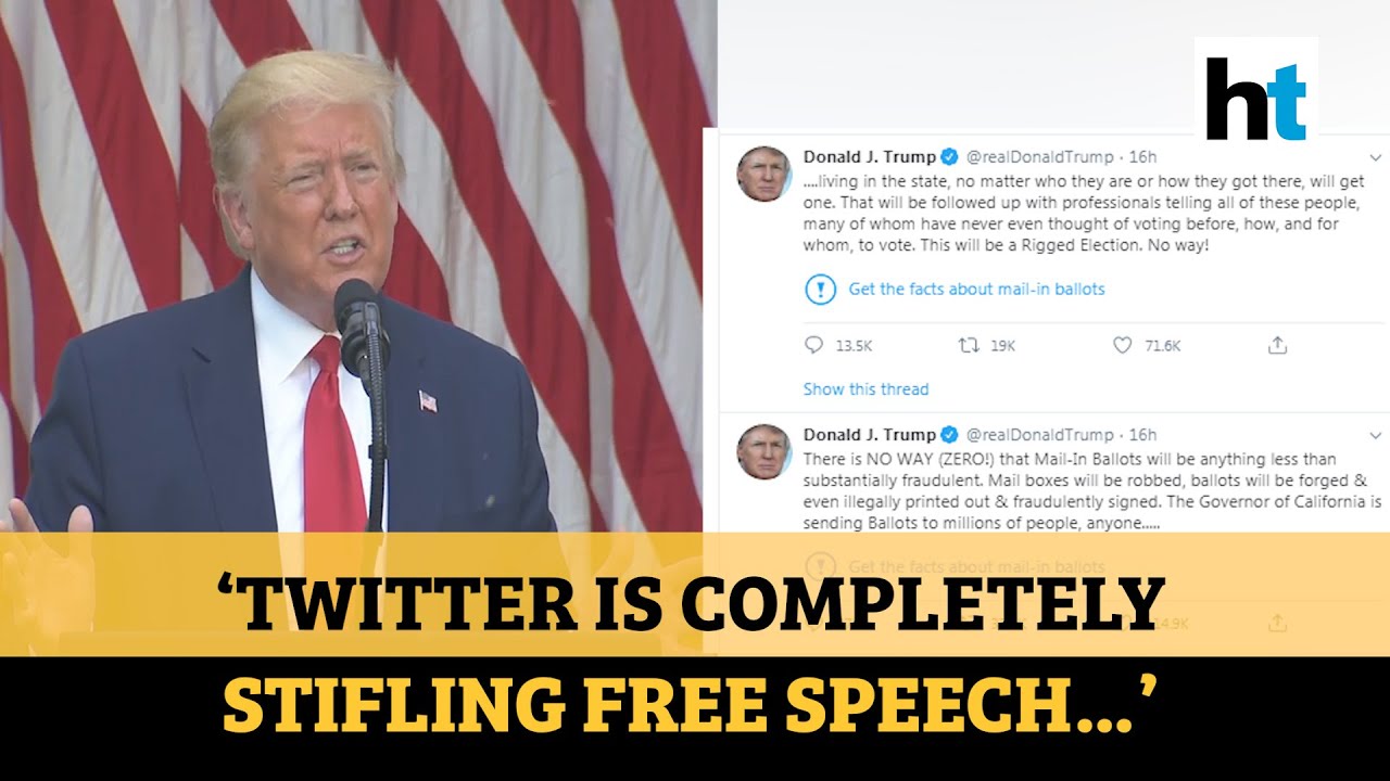 It Is Interfering Donald Trump Hits Back At Twitter For Flagging His Tweets Youtube