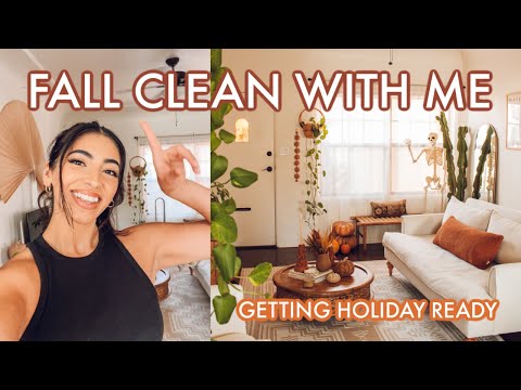 FALL CLEAN WITH ME | Cleaning my boho apartment, cleaning routine, relaxing vlog, holiday ready