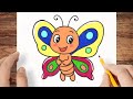 How To Draw A Cute Butterfly/Step By Step Drawing For Kids
