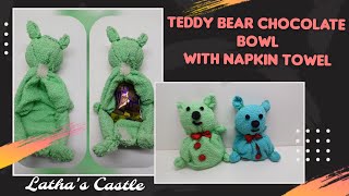 Teddy Bear chocolate bowl with Napkin towel - Birthday Gift