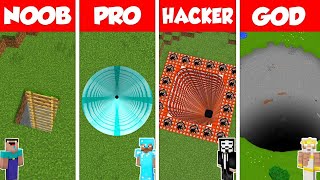 : Minecraft Battle: NOOB vs PRO vs HACKER vs GOD: DEEPEST TUNNEL HOUSE BUILD CHALLENGE / Animation