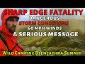 Sharp edge in a dangerous storm a serious message blencathra lake district wild camping uk tent test