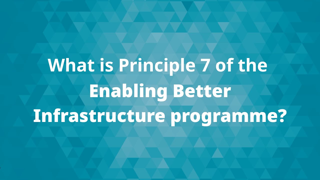 What is principle 7 of the Enabling Better Infrastructure programme? | ICE