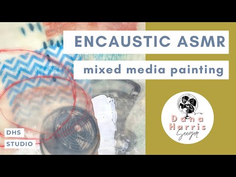 Encaustic painting with drawing and soothing music 