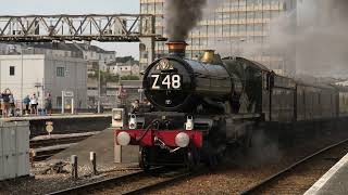 Clun Castle made herself known with a spectacular departure from Plymouth and roaring through Exeter