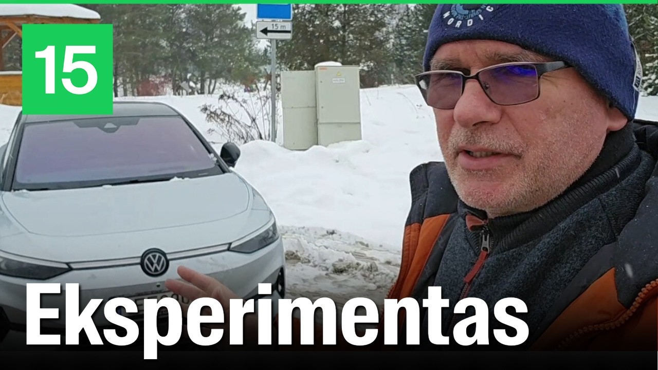 Atšiaurus arktinis elektromobilio testas: kiek per speigą nuvažiavo „Volkswagen ID.7“