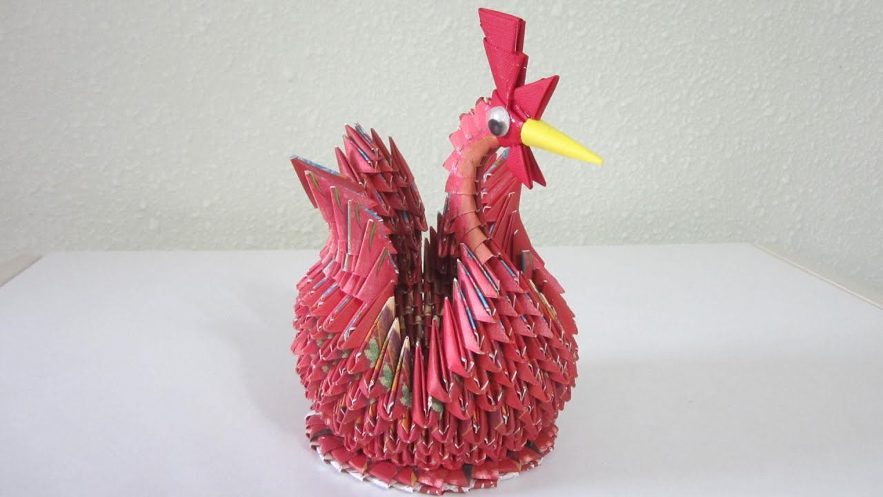 TUTORIAL - 3D Origami Chubby Chicken - YouTube