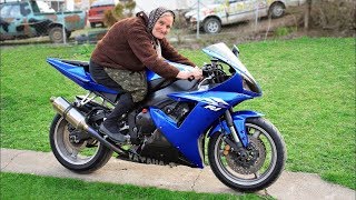 GRANDMA LEARNS HOW TO RIDE A BIKE YAMAHA R1