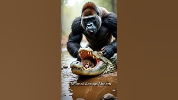 Gorilla vs Crocodile: Incredible Rescue of a Baby Monkey 🐒🐊