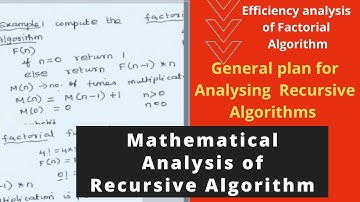 Mathematical Analysis of Recursive Algorithms in Tamil |General Plan for recursive Algorithm