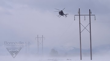 Stringing fiber ground wire via helicopter
