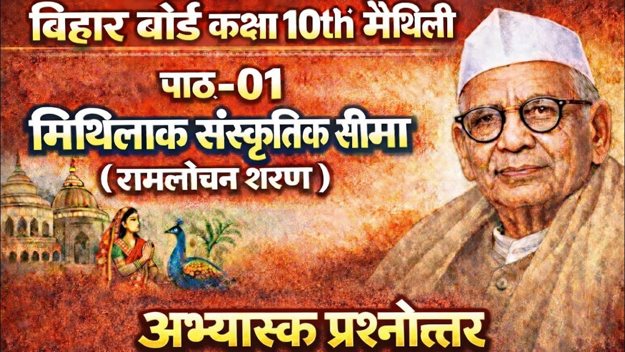 #10th_bseb_maithili_पाठ_01_मिथिलाक_सांस्कृतिक_सीमा(रामलोचन_शरण)_अभ्यास_प्रश्न_और_उसके_उत्तर