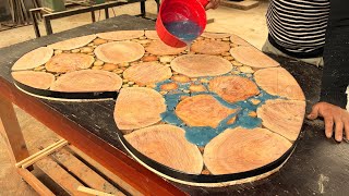 The Technique Of Joining Wooden Pieces With Epoxy Glue: Heart Shaped Coffee Table Is Quite Romantic