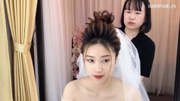 Hướng dẫn bạn cách thực hiện nhanh kiểu tóc cô dâu búi cao trend 2022 | Hạnh Phạm