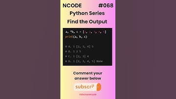 NCODE #068  | Find the Output | Comment your Answer Below | #coding #pythondaily #python #mcqsquiz