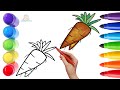 How To Draw cute Carrot Drawing, Painting &amp; Coloring For Kids and Toddlers_ Child Art 🐋🌈🎨