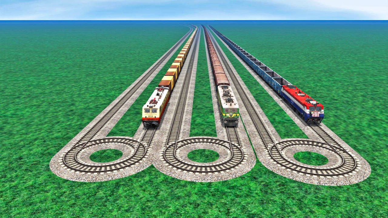 TRAINS CROSSING EACH OTHER AT DANGEROUS BUMPY RAILROAD TRACKS || BeamNG ...