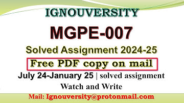 MGPE 007 solved assignment 2024-25 in English || mgpe 007 solved assignment 2025 || mgpe7 2024-25