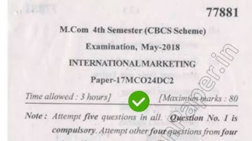 2018 Mdu MCom 4th Sem International Marketing Question Paper mp4