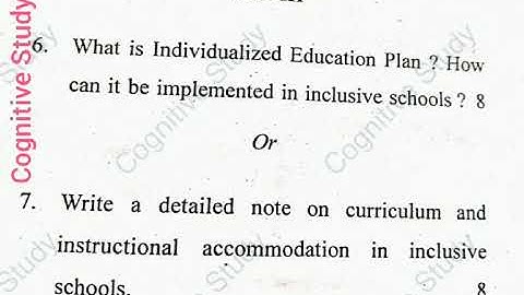 B.Ed Second Year (Creating an Inclusive School) Question Paper 2024 CDLU