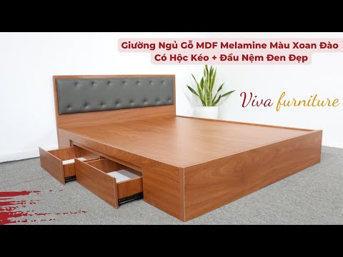 Video Giường Ngủ Gỗ MDF Melamine Màu Xoan Đào Có Hộc Kéo Đầu... - youtube