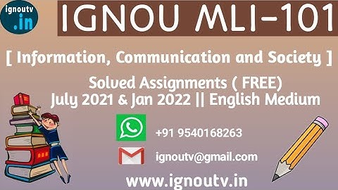 IGNOU MLI-101 Solved Assignment July 2021 & Jan 2022 [FREE] || IGNOU MLIS || IGNOU TV || IGNOU ||