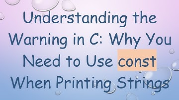 Understanding the Warning in C: Why You Need to Use const When Printing Strings