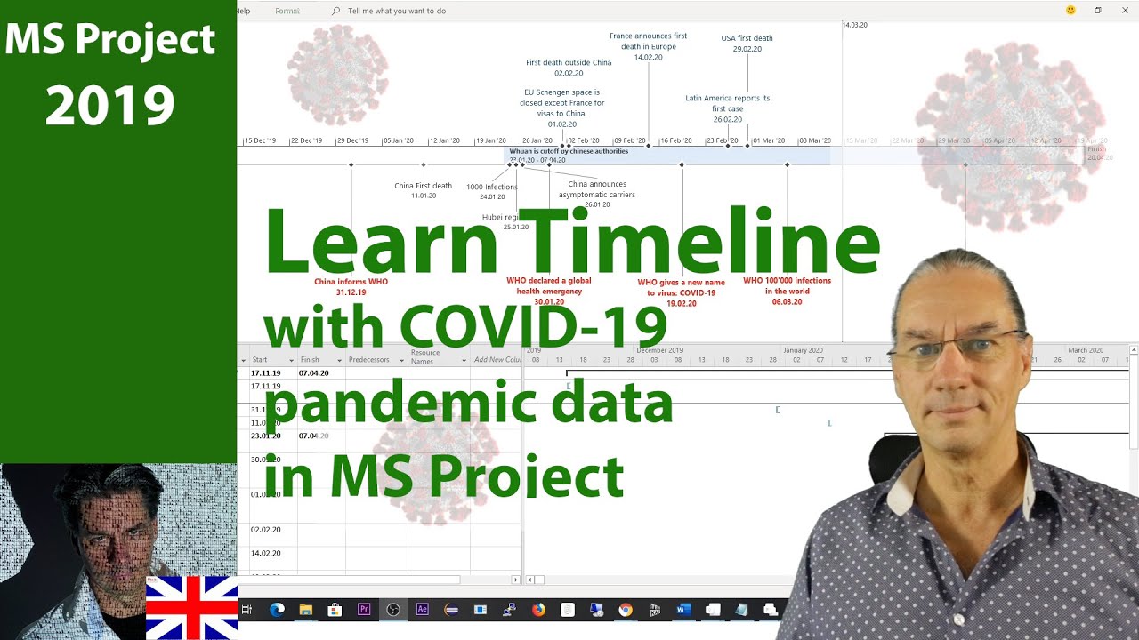Learn to use the timeline in MS Project 2019 ● Using COVID-19 Data ● #1000.2 part 1
