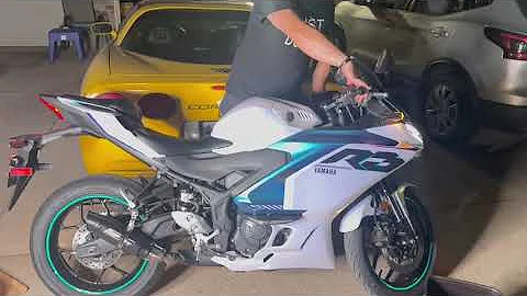 Upgrade my Yamaha R3 slip exhaust to ￼SC project. Wow 😮  #yamaha #yamahar3 #r3 #2025 #motorcycle