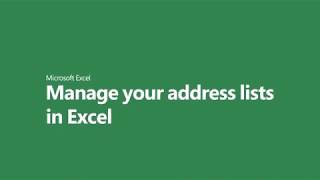 Manage your address lists in Excel