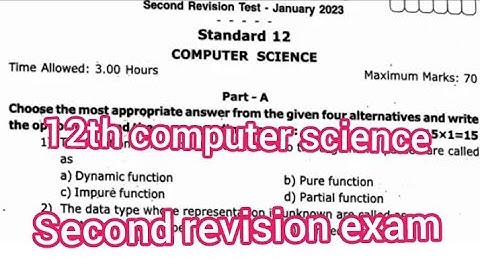 12th computer science second revision exam question paper in english medium||Jks channel